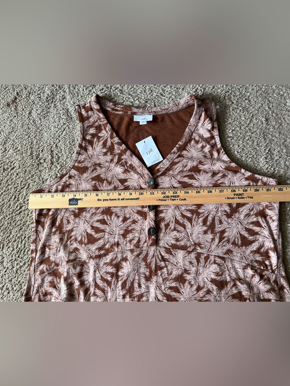 NWT J. Jill Seamed V-Neck Palm Print Tank Dress in Auburn Skies Sz L - Picture 6 of 9